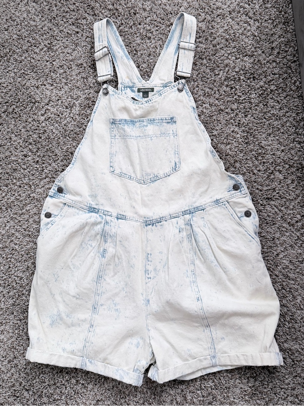 wild fable Light Blue Acid Wash Denim short overalls